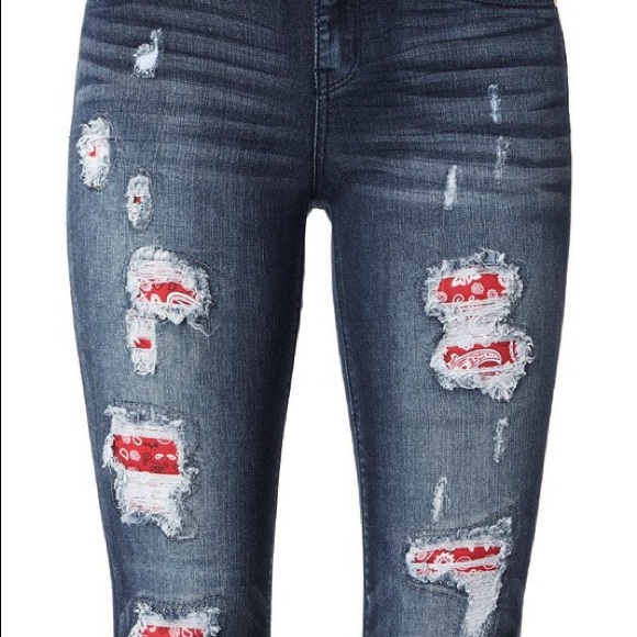 NWT Last 1! Bandana Patch Skinny Jeans - Picture 2 of 5
